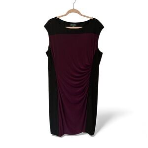 Lauren By Ralph Lauren Black and Burgundy Midi Dress